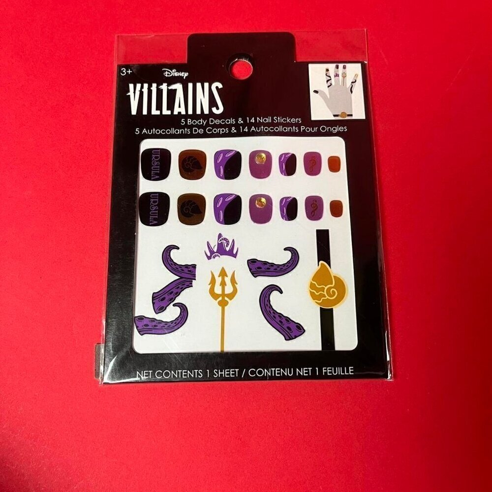 Spirit Halloween / Disney villains Ursula nail stickers and hand tattoos 💜🖤‌‍‍